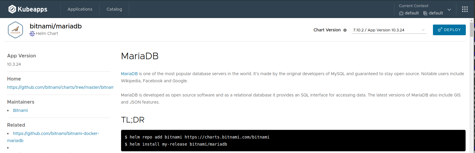 MariaDB chart